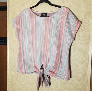 SOLD Anthropology tie rainbow striped boxy